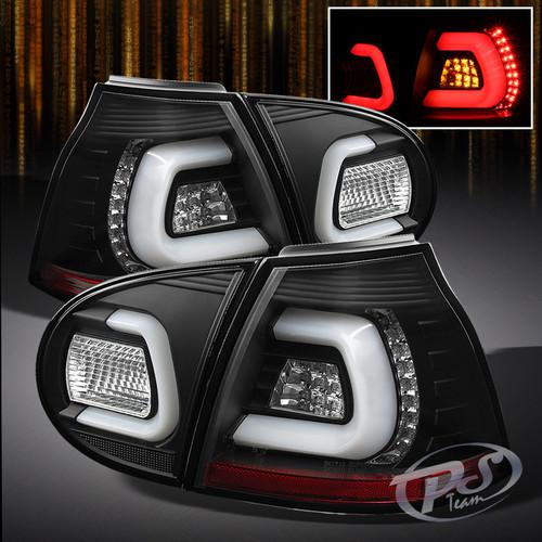 Black 06-09 vw rabbit gti 08 volkswagen r32 led perform tail lights lamps pair