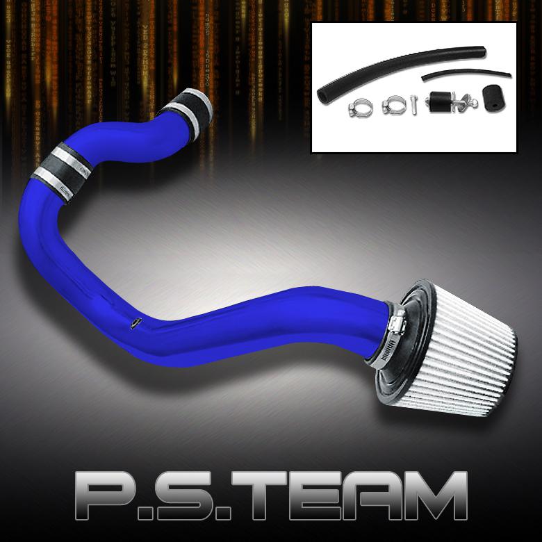 98-02 cavalier 2.2l blue aluminum cold air intake+stainless washable cone filter