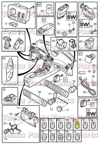 Brand new oem charcoal alarm switch 1999-2009 volvo s60 s80 v70 v70xc #8698074