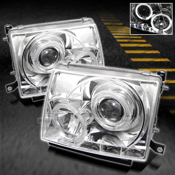 97-00 toyota tacoma pickup truck halo projector led chrome headlights lamps pair