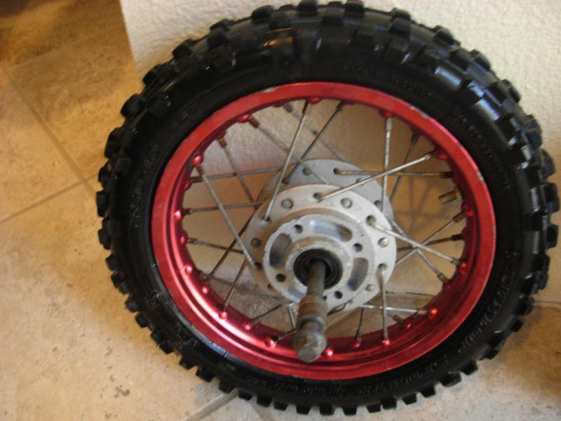 Pit bike front wheel tire combo anodized red 10"