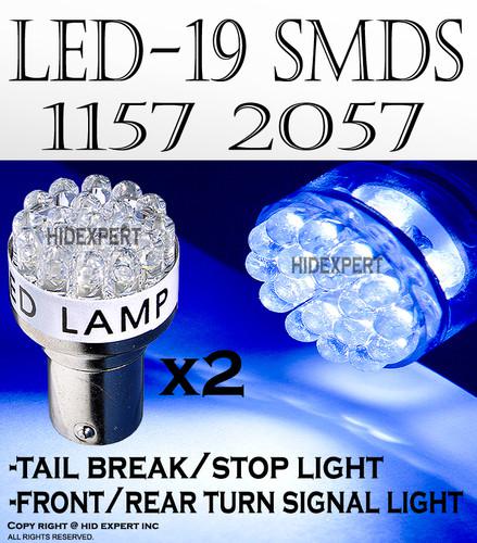 2 pcs blue 19 led bulbs for turn signal light 1157 2057 ny3 abls dot