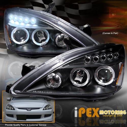 Money back guarantee: 2003-2007 honda accord halo led projector headlights black