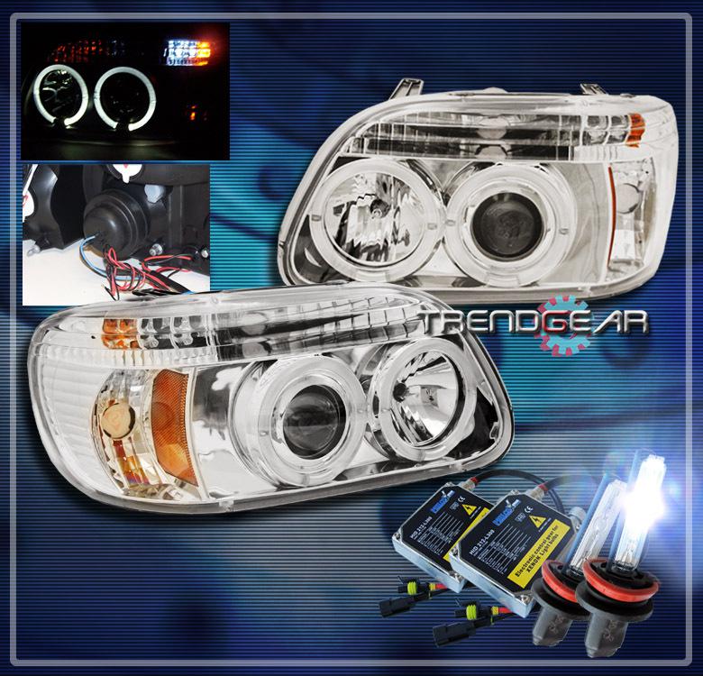 95-01 ford explorer halo led projector headlight+hid xenon chrome 96 97 98 99 00