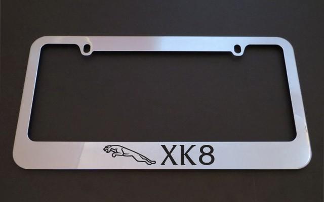 1 brand new jaguar xk8 chrome metal license plate frames + screw caps