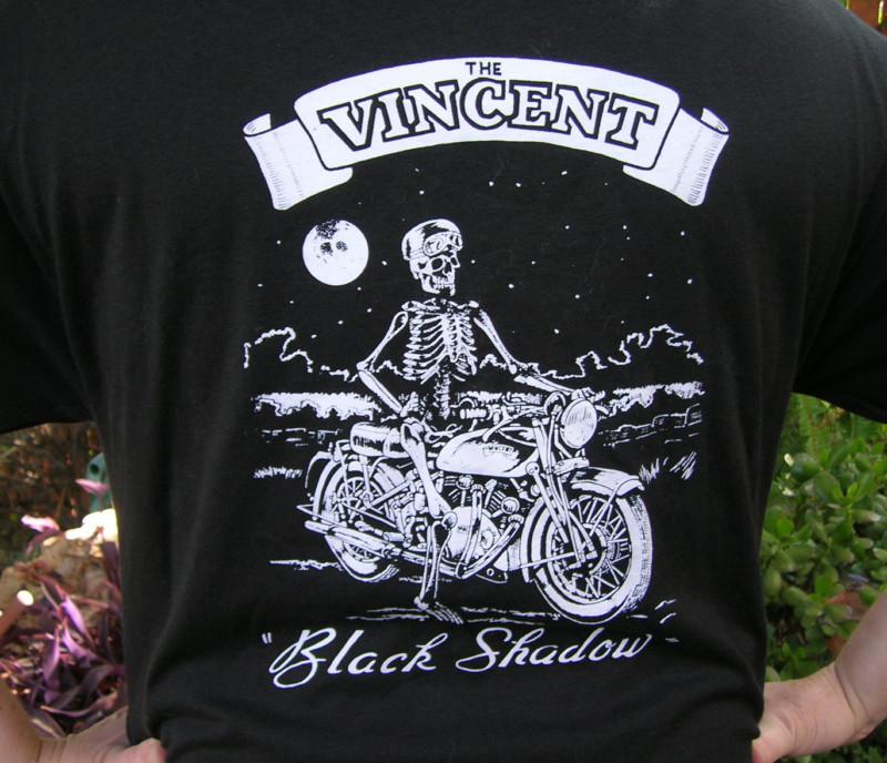 Vincent black shadow skeleton crew motor works t shirt new size large