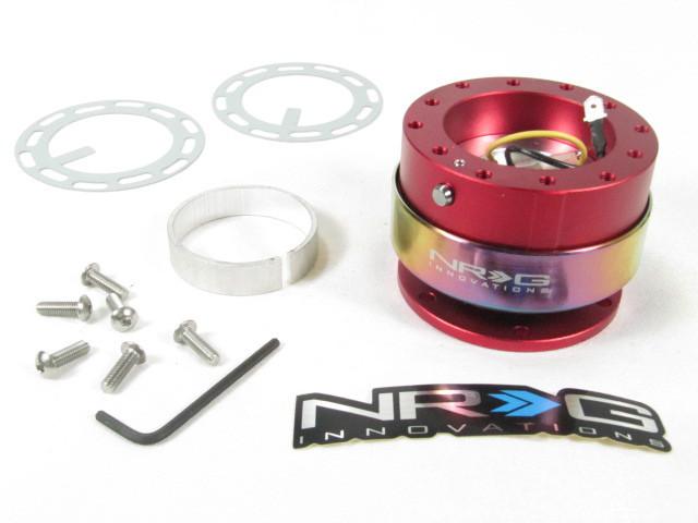 Nrg steering wheel quick release kit gen 2.0 red body w/ neo chrome ring new