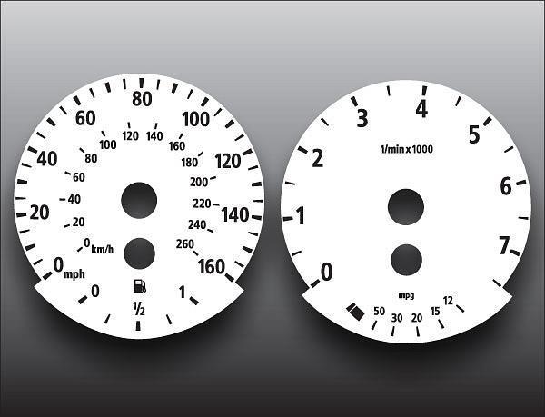 2004-2005 e60 bmw 5 series 525i 530i 545i instrument cluster white face gauges