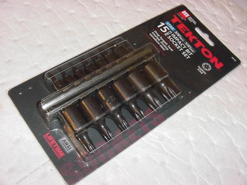 Mit tekton 15 piece impact bit socket set tamper star 3/8" 1/4" new *