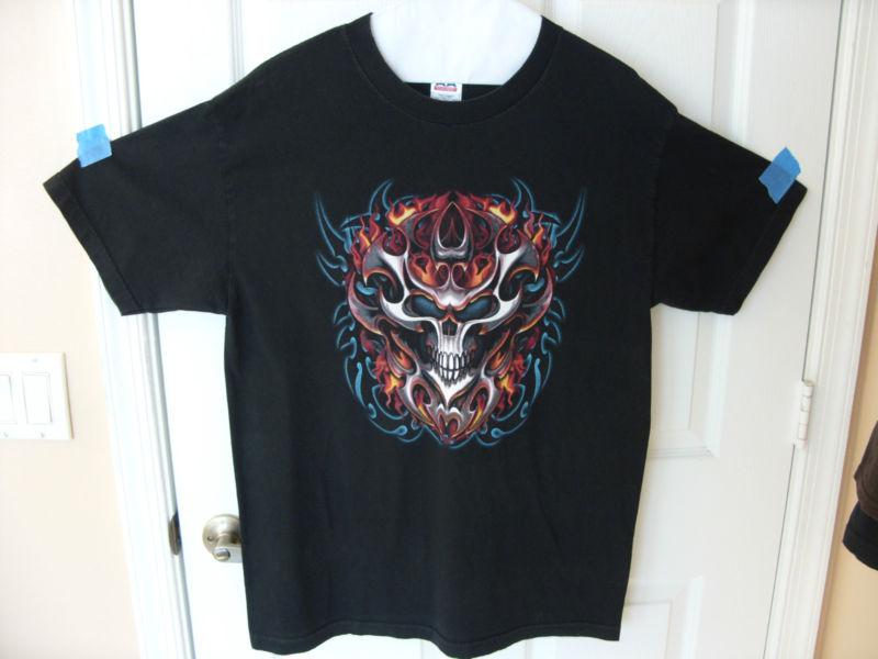 Men's large biker tribal skull tshirt t-shirt