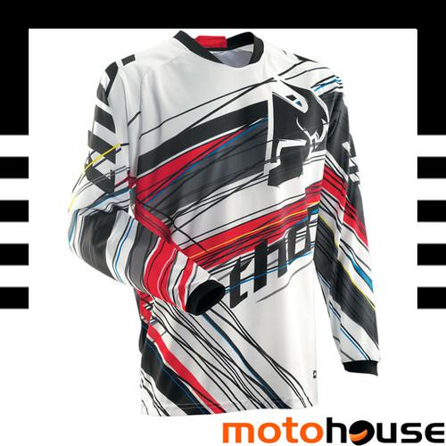 Thor mens phase vented wire jersey mx offroad dirt motocross red white black 