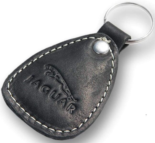 New leather black / white keychain car logo jaguar auto emblem keyring