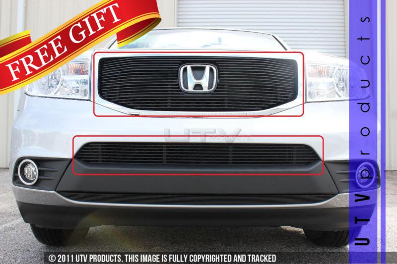 2012 - 2013 honda pilot 2pc combo upper & bumper black billet grille kit 12 13