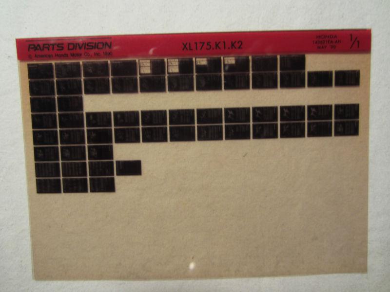 Honda motorcycle xl175 k1 k2 microfiche parts catalog kl 175 5/1990