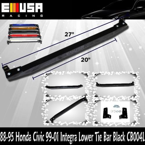 88-95 honda civic 1999-2001 integra lower tie bar black emusa