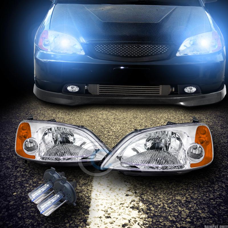 8000k hid xenon jdm chrome head lights signal parking lamps amber dy 01-03 civic