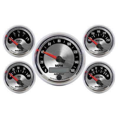 Autometer gauge kit black speedometer water temp fuel level volt oil psi kit