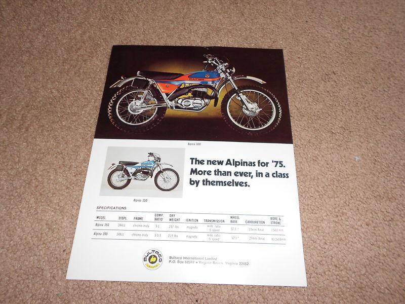 Bultaco alpina1975 250/350 factory brochure