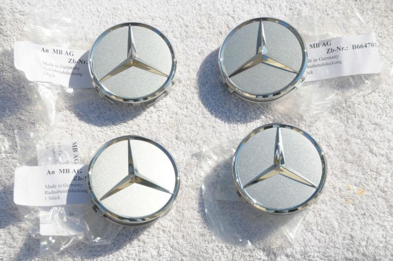 Mercedes benz, sls amg, wheel center caps, metallic silver, brand new