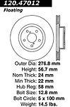 Centric parts 120.47012 front premium rotor