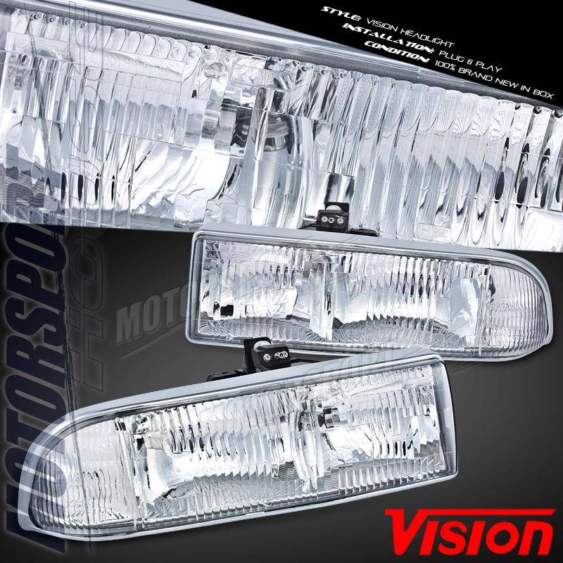 1998-2005 chevy s10 blazer vision chrome euro clear headlights lamps assembly