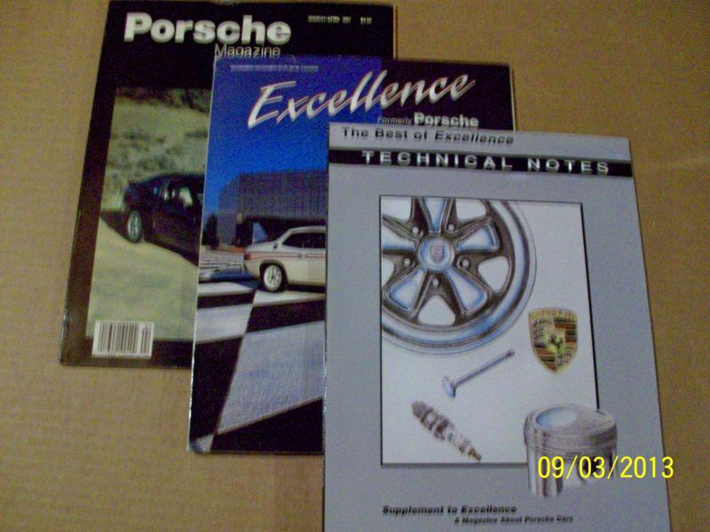 Rare #2 issue porsche mag #1 issue excellence mag, #1 issue tech notes