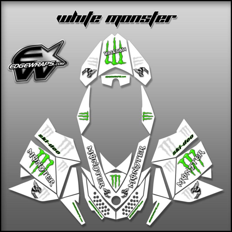 Ski doo rev, xp, mxz, custom graphics decal kit - 08/12 white mnstr 