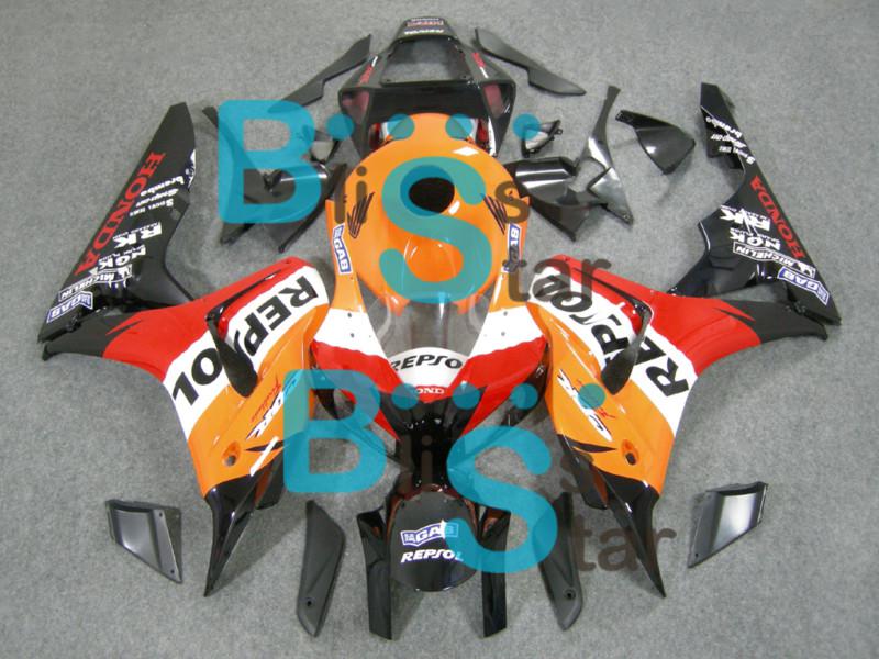 Abs fairing orange black red bodywork plastic set w4 for cbr1000rr 2006-2007 6f