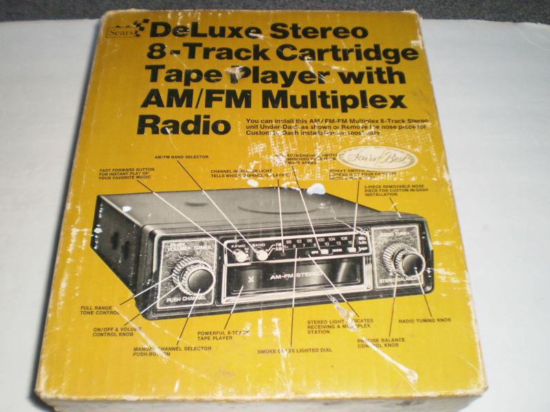 Nos am/fm 8 track radio 65-91 gm ford mopar cars sears deluxe stereo muliplex !!