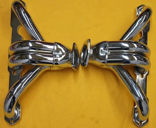 Sbc chevy block hugger headers chrome 350 hot rat rod small block