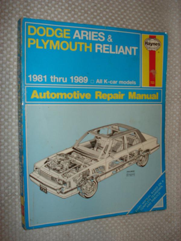 1981-1989 dodge aries & plymouth reliant shop manual service mopar