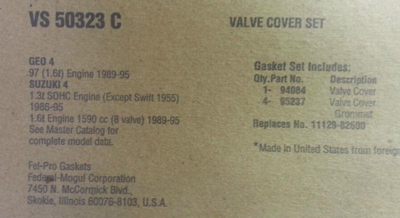 Fel-pro vs50323c engine valve cover gasket set