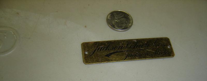 Jackson vehicle  body carriage car id tag badge plate