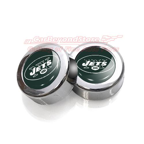 Nfl new york jets license plate frame chrome screw covers, pair, + free gift