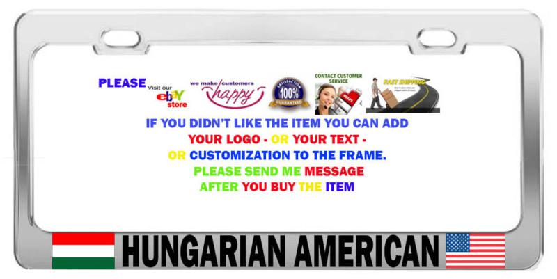 Hungarian american country tag holder chrome steel license plate frame