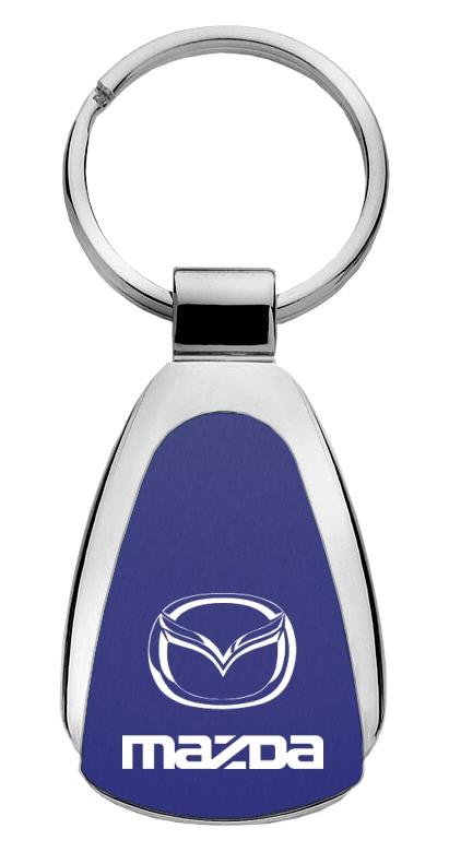 Mazda blue blue tear drop metal key chain ring tag key fob logo lanyard