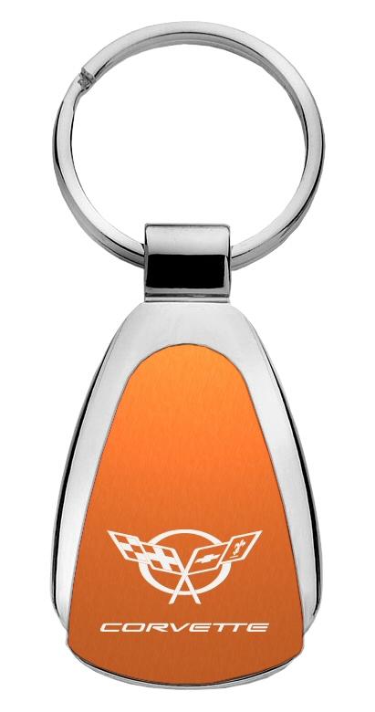 Chevrolet chevy corvette c5 orange tear drop keychain ring tag lanyard