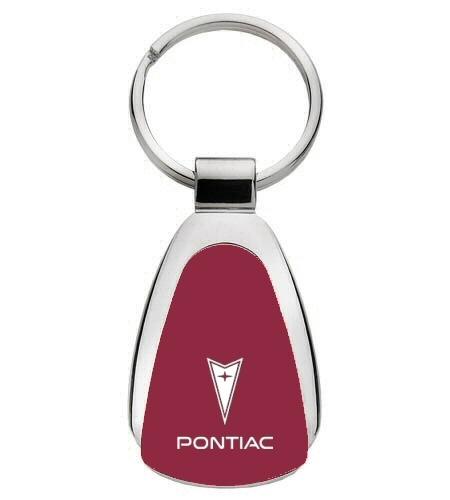 Pontiac red tear drop metal keychain car ring tag key fob logo lanyard