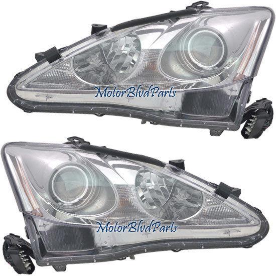 09-10 lexus is250 is350 sedan halogen headlamps headlights left + right pair