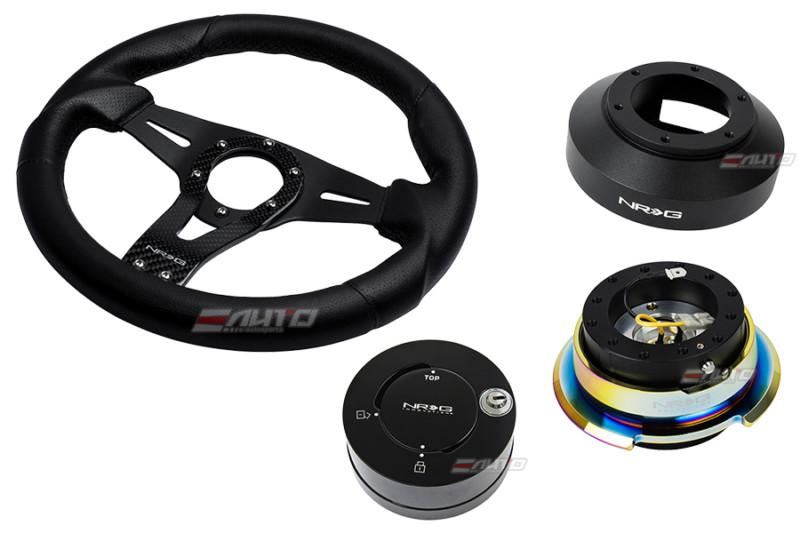 Nrg 320mm sniper l steering wheel bk st cf s + 141h hub 2.8 bkmc release lock lb