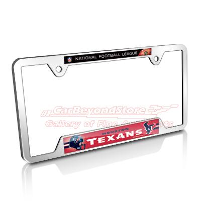 Nfl houston texans chrome metal license plate frame + free gift, licensed