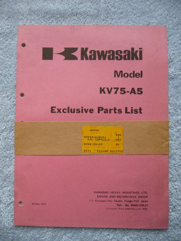  kawasaki kv75 mt1 mt-1 owner's part list owner manual owners manual kv 75 m t 1