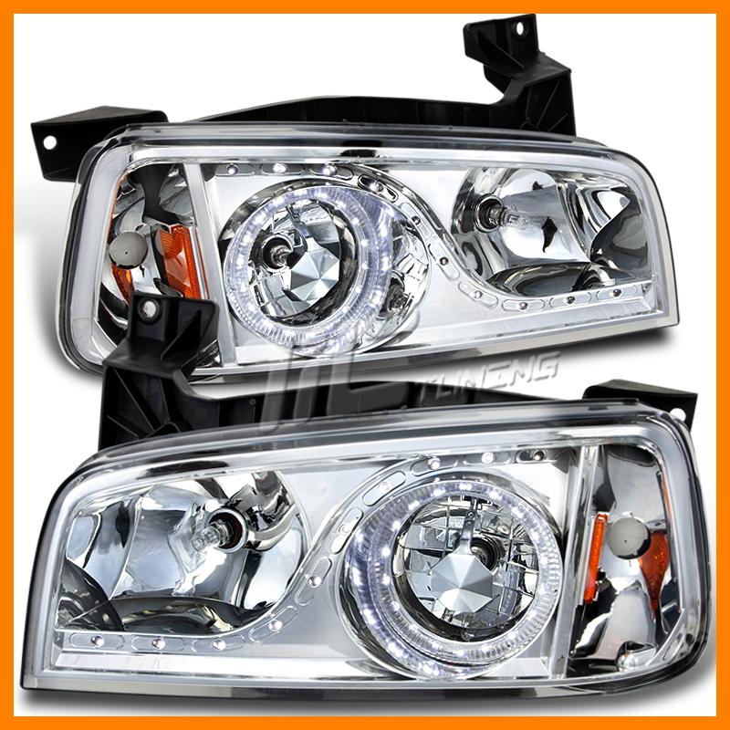 06-10 dodge charger left+right pair new euro chrome led halo headlights+corners