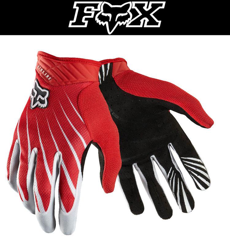 Fox racing airline white red dirt bike gloves motocross mx atv 2014