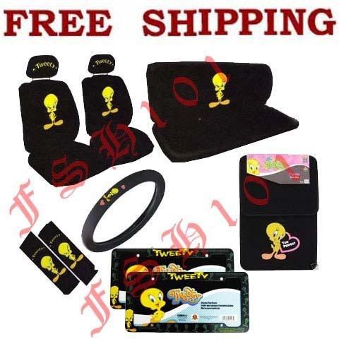 New tweety bird attitude full set seat covers floor mats steering wheel cover