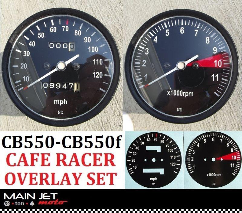 Cb550 cb550f cb500t honda cafe racer gauge face decal overlay applique tach cb
