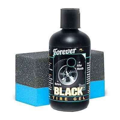 Forever black tire gel & applicator permanent dye uv protectant 8 oz. bottle