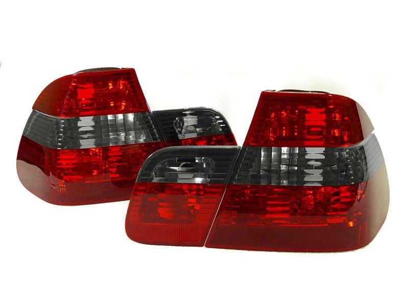 02-05 depo bmw e46 4dr sedan 4d euro red/smoked/red lens tail lights rear lamps