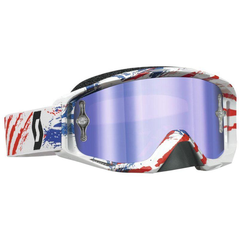 Scott tyrant w/ blue chrome works lens adult goggles,mxon red/white/blue