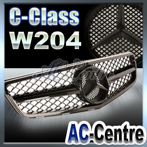 Mercedes benz w204 c class front grille c180 c200 c220 c320 08-12 amg full black